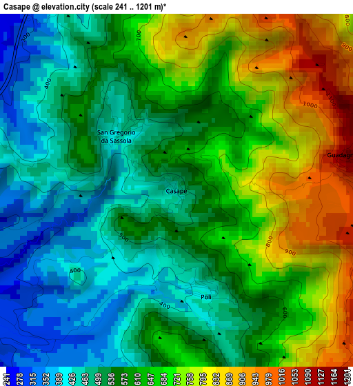 Casape elevation map