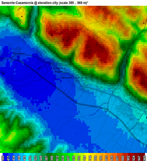 Semonte-Casamorcia elevation map