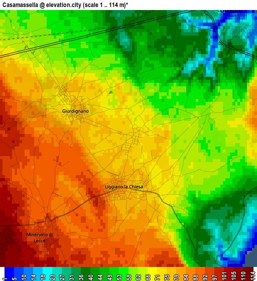 Casamassella elevation map