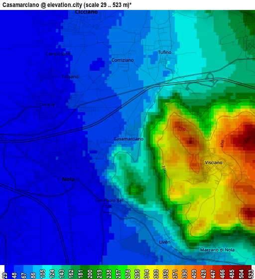Casamarciano elevation map
