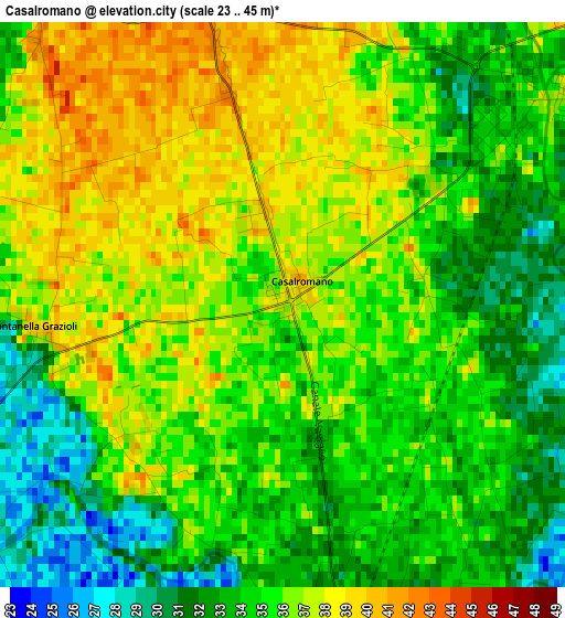 Casalromano elevation map