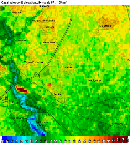 Casalmaiocco elevation map