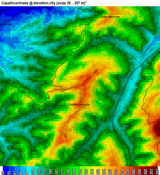 Casalincontrada elevation map