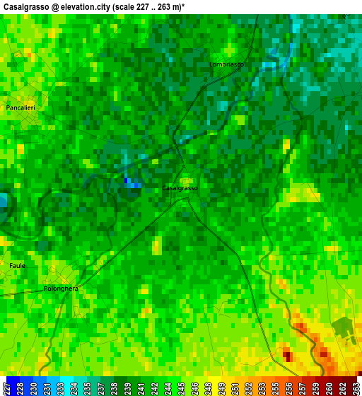 Casalgrasso elevation map