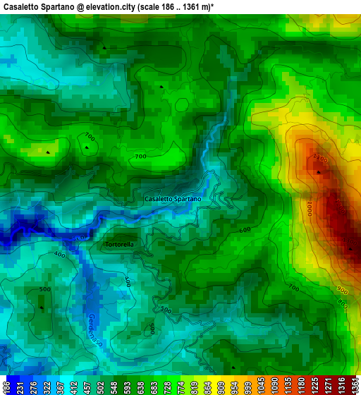 Casaletto Spartano elevation map