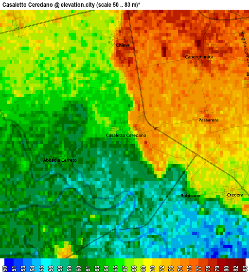 Casaletto Ceredano elevation map