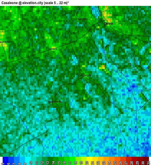 Casaleone elevation map