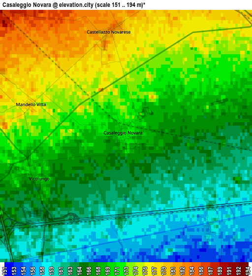 Casaleggio Novara elevation map