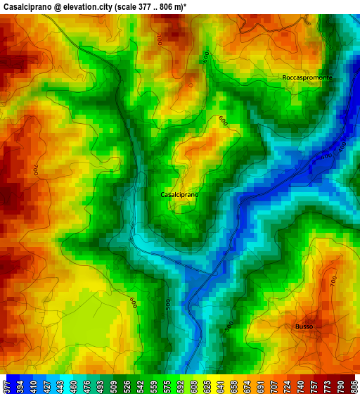 Casalciprano elevation map