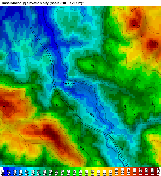 Casalbuono elevation map