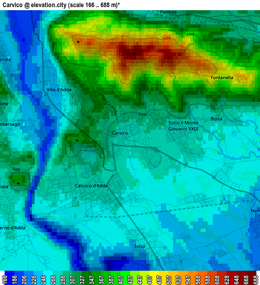 Carvico elevation map