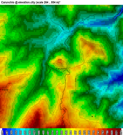 Carunchio elevation map