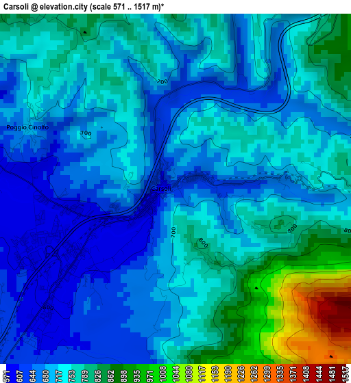 Carsoli elevation map