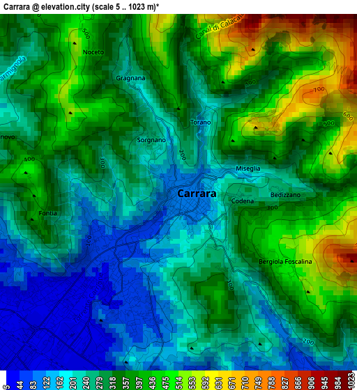 Carrara elevation map