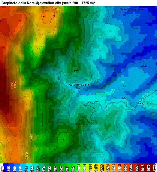 Carpineto della Nora elevation map