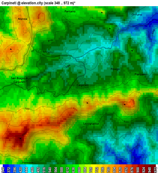 Carpineti elevation map