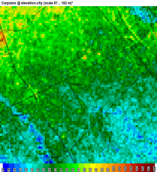 Carpiano elevation map