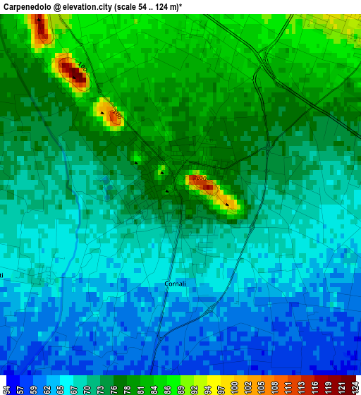 Carpenedolo elevation map