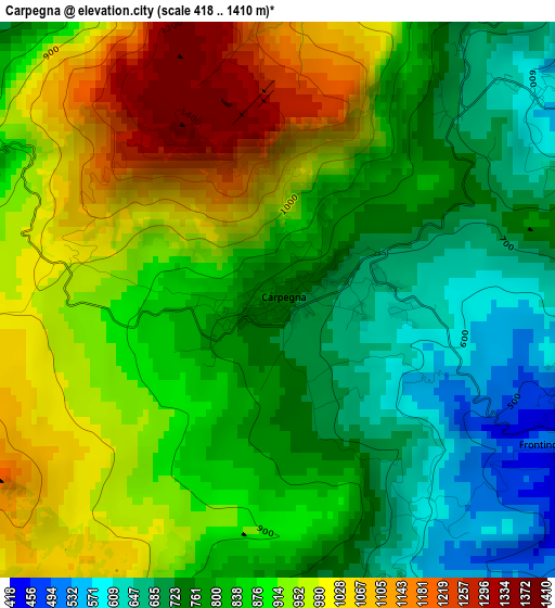 Carpegna elevation map