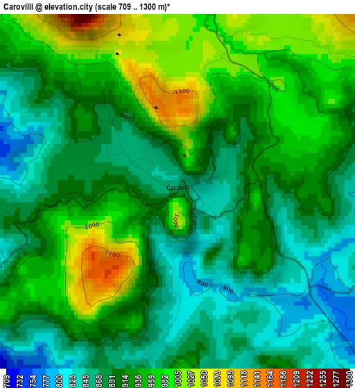 Carovilli elevation map