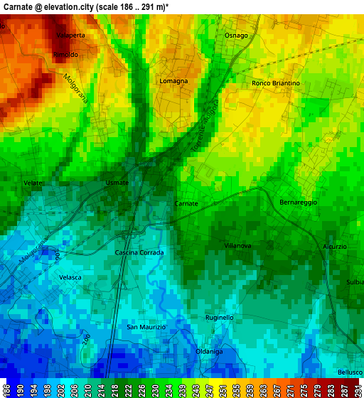 Carnate elevation map