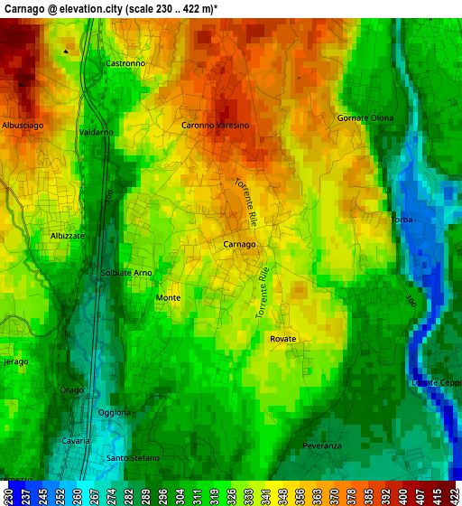 Carnago elevation map