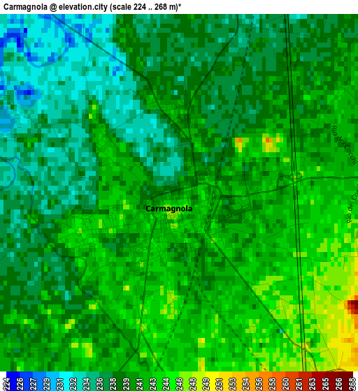 Carmagnola elevation map