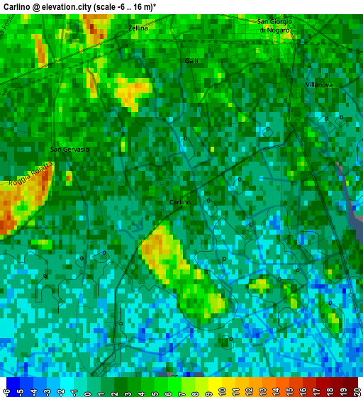 Carlino elevation map