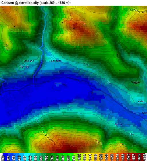 Carlazzo elevation map