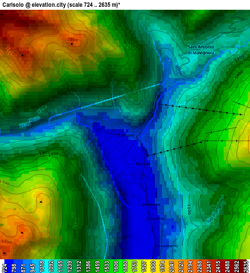 Carisolo elevation map