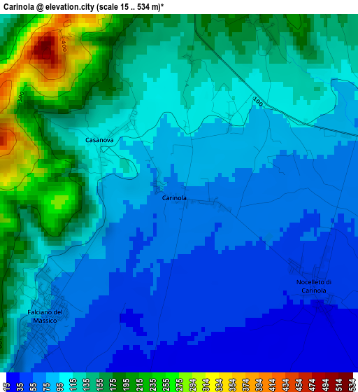 Carinola elevation map