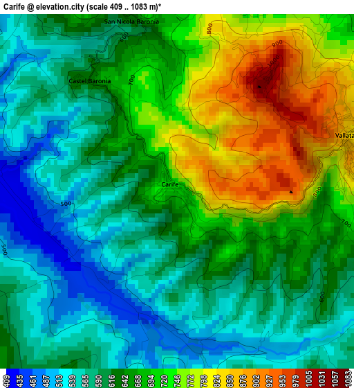 Carife elevation map