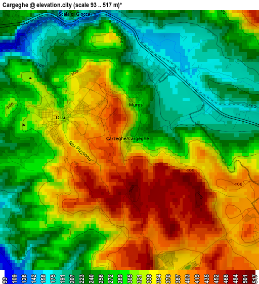 Cargeghe elevation map