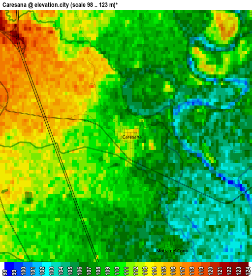 Caresana elevation map