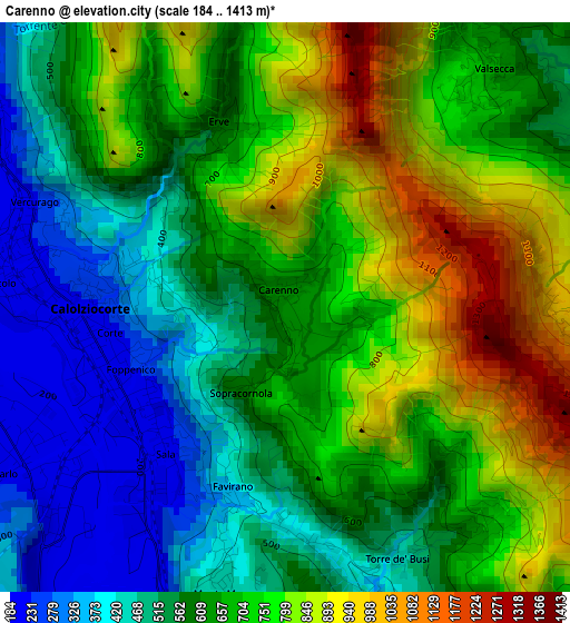 Carenno elevation map