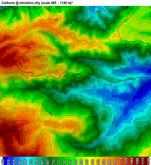 Carbone elevation map