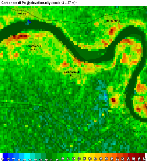 Carbonara di Po elevation map