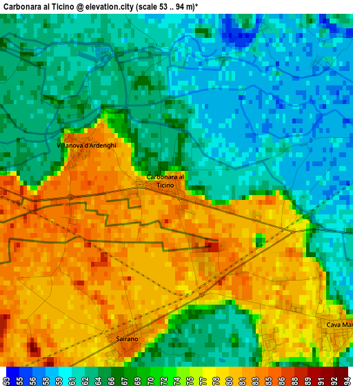 Carbonara al Ticino elevation map