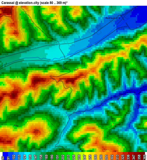 Carassai elevation map