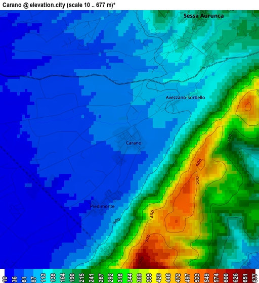 Carano elevation map