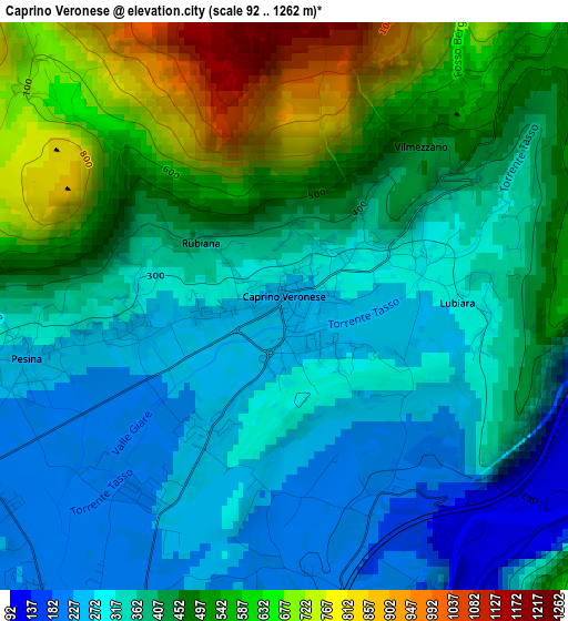 Caprino Veronese elevation map