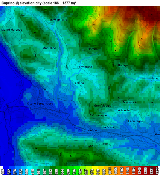 Caprino elevation map