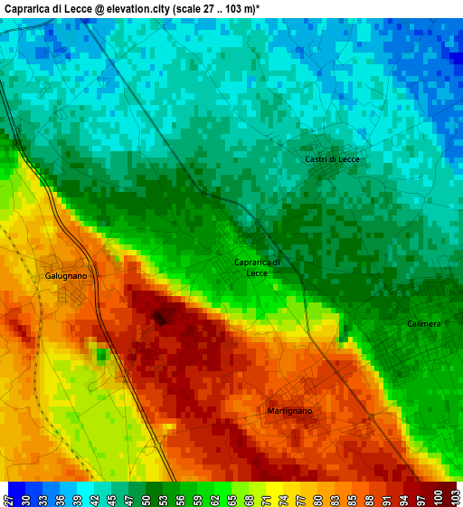 Caprarica di Lecce elevation map