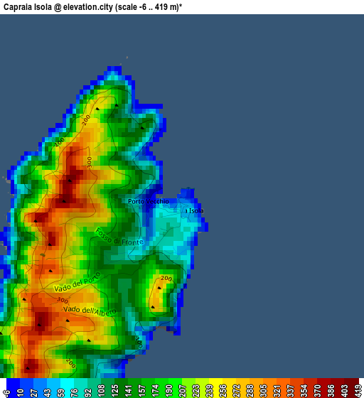 Capraia Isola elevation map