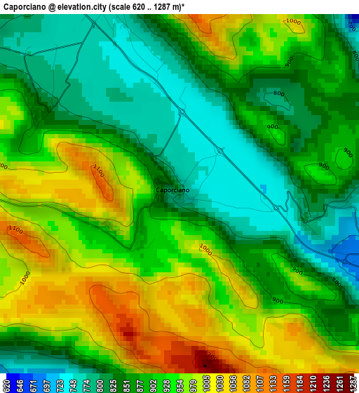 Caporciano elevation map