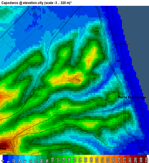 Capodarco elevation map