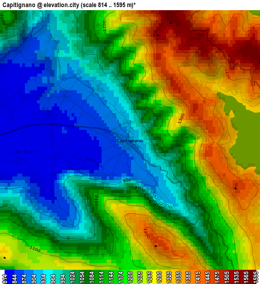 Capitignano elevation map