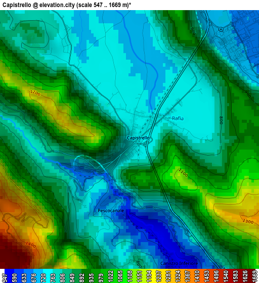 Capistrello elevation map