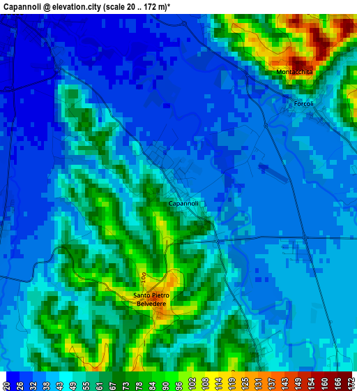 Capannoli elevation map