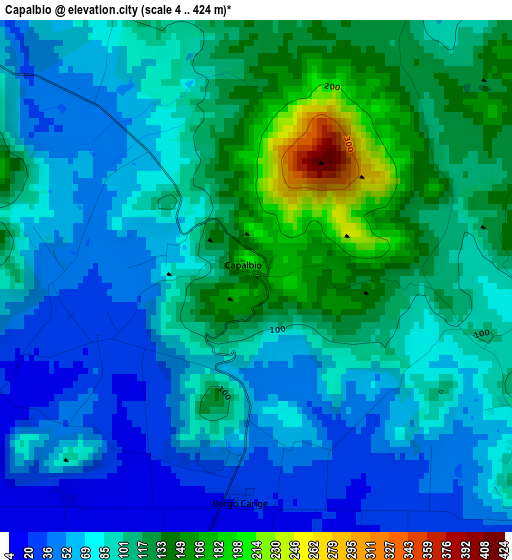 Capalbio elevation map